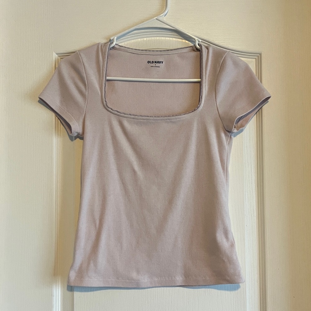 Old Navy Women's Pink Lace Trim Square Neck Top (XS/S)